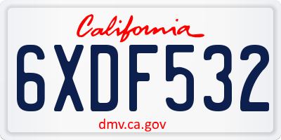 CA license plate 6XDF532