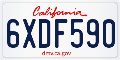 CA license plate 6XDF590