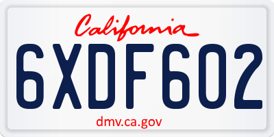 CA license plate 6XDF602