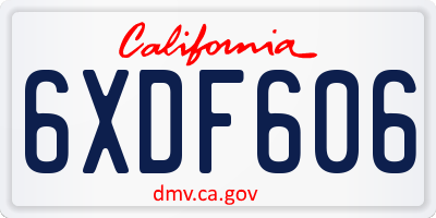 CA license plate 6XDF606