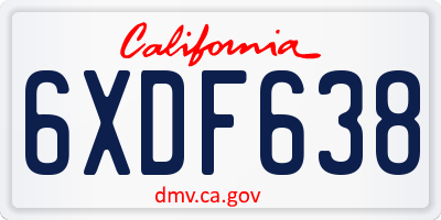 CA license plate 6XDF638