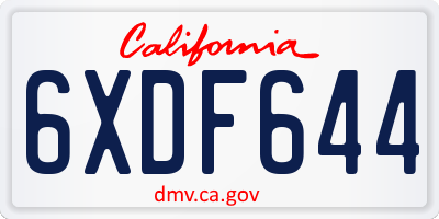 CA license plate 6XDF644