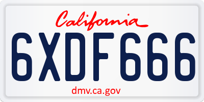 CA license plate 6XDF666