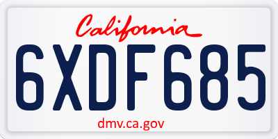 CA license plate 6XDF685