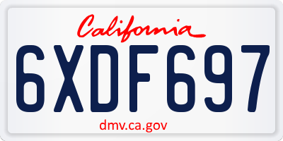 CA license plate 6XDF697