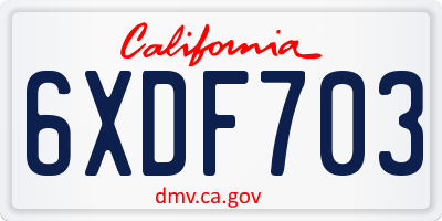 CA license plate 6XDF703