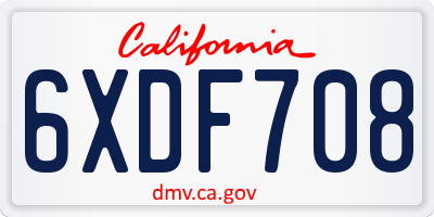 CA license plate 6XDF708