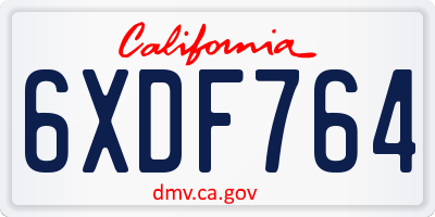 CA license plate 6XDF764
