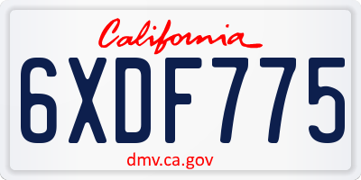 CA license plate 6XDF775