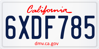 CA license plate 6XDF785