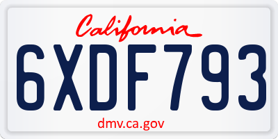 CA license plate 6XDF793