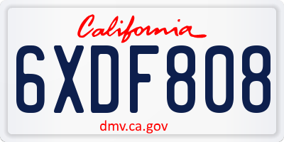 CA license plate 6XDF808