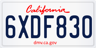 CA license plate 6XDF830