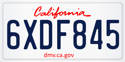 CA license plate 6XDF845