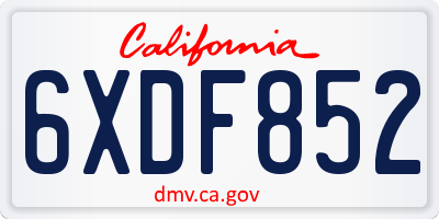 CA license plate 6XDF852