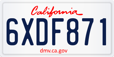 CA license plate 6XDF871