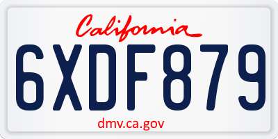 CA license plate 6XDF879
