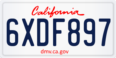 CA license plate 6XDF897