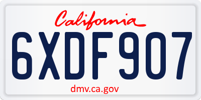 CA license plate 6XDF907