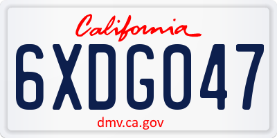 CA license plate 6XDG047