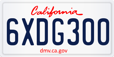 CA license plate 6XDG300