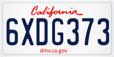 CA license plate 6XDG373