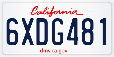 CA license plate 6XDG481
