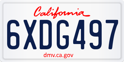 CA license plate 6XDG497