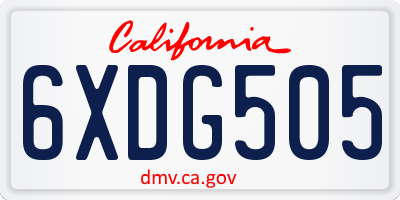 CA license plate 6XDG505