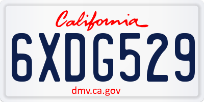 CA license plate 6XDG529