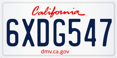 CA license plate 6XDG547