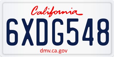 CA license plate 6XDG548