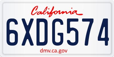 CA license plate 6XDG574