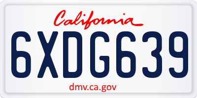 CA license plate 6XDG639