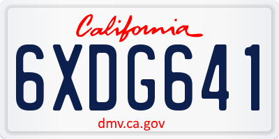 CA license plate 6XDG641