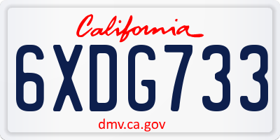 CA license plate 6XDG733