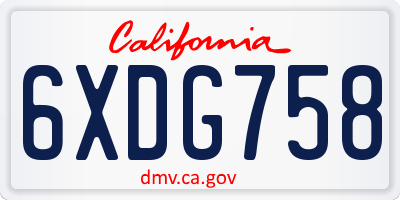 CA license plate 6XDG758
