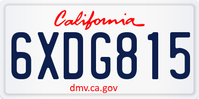 CA license plate 6XDG815
