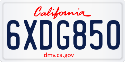 CA license plate 6XDG850