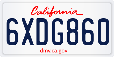 CA license plate 6XDG860
