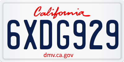 CA license plate 6XDG929
