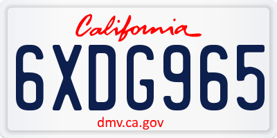 CA license plate 6XDG965