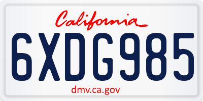 CA license plate 6XDG985