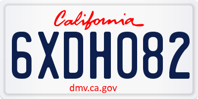 CA license plate 6XDH082