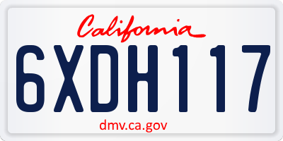 CA license plate 6XDH117