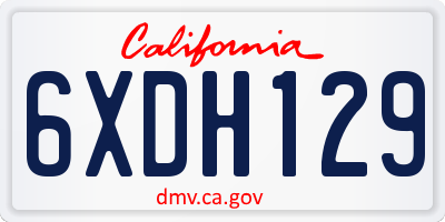 CA license plate 6XDH129