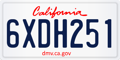 CA license plate 6XDH251