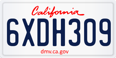 CA license plate 6XDH309