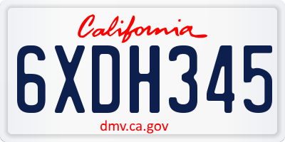CA license plate 6XDH345