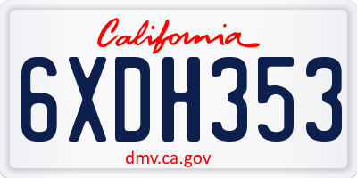 CA license plate 6XDH353